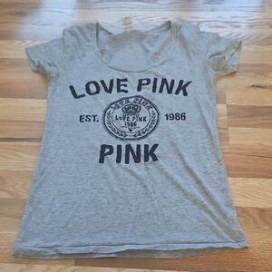 PINK Victoria's Secret Heather Gray Graphic Tee